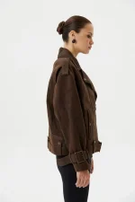 Косуха Oversize Vintage с ремешками, Коричневый