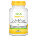 Super Nutrition, SimplyOne, мультивитамины и полезные травы для мужчин старше 50 лет, без железа, 90 таблеток