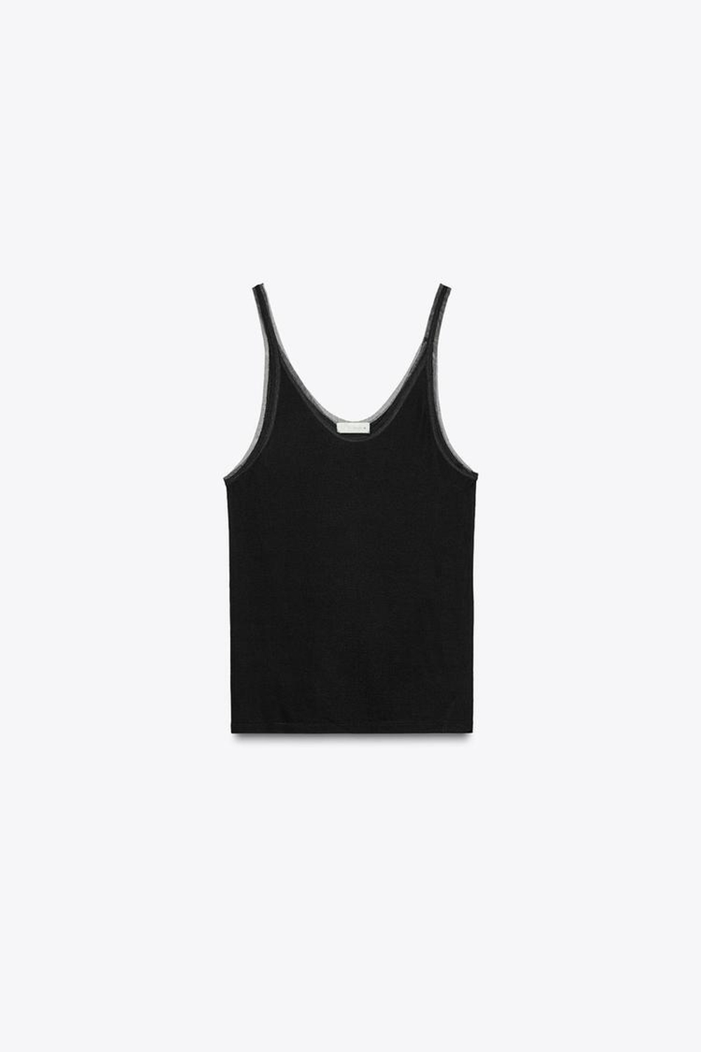 ZARA ТОП С ДЕТАЛЬЮ ИЗ ПРОЗРАЧНОЙ ТКАНИ В ТОН, ЧЕРНЫЙ