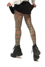 Яркие колготки с цветочным рисунком (Размер: S-M-L) (Цвет: бежевый)