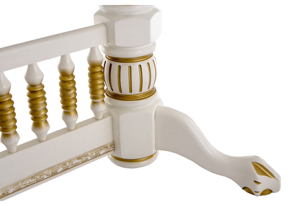 Деревянный стол Кантри 160(200-240)х107х78 молочный с золотой патиной