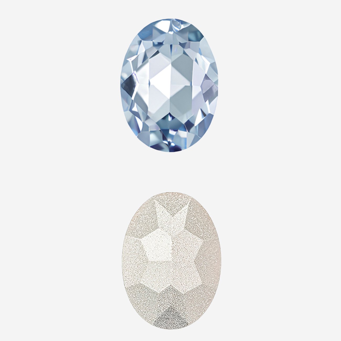 Кристалл Овал (Oval Fancy Stone), оттенок "Светлый Сапфир"/"Light Sapphire", 14*10мм