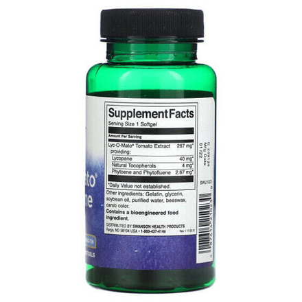 Антиоксиданты Swanson, Lyc-O-Mato, ликопин, максимальная эффективность, 40 мг, 60 мягких таблеток