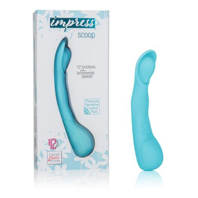 Голубой вибромассажер Impress Scoop - 12 см. (Цвет: голубой)