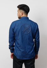 Рубашка мужская с накладными карманами DENIM BLUE