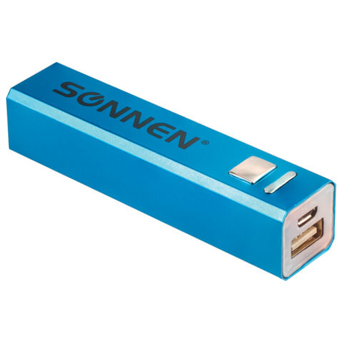 Аккумулятор внешний SONNEN POWERBANK V61С, 2600 mAh, литий-ионный, синий, алюминиевый, 262747
