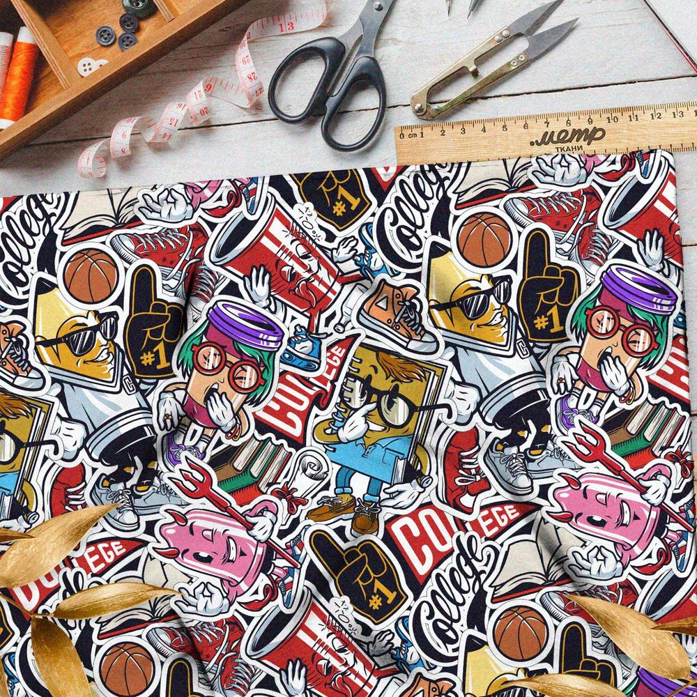 Ткань флис американские стикеры