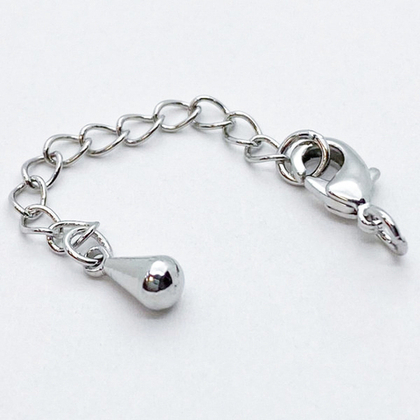 Замок-карабин с удлинителем, цвет серебро (родий), размер 10 мм, удлинитель 50 мм, цена за 1 шт