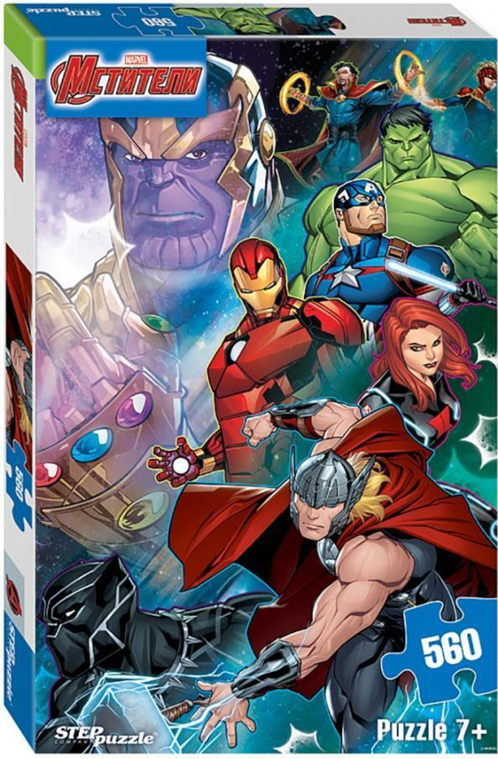 Пазл 560эл. "Черная вдова" с героями знаменитых комиксов (Степ пазл)