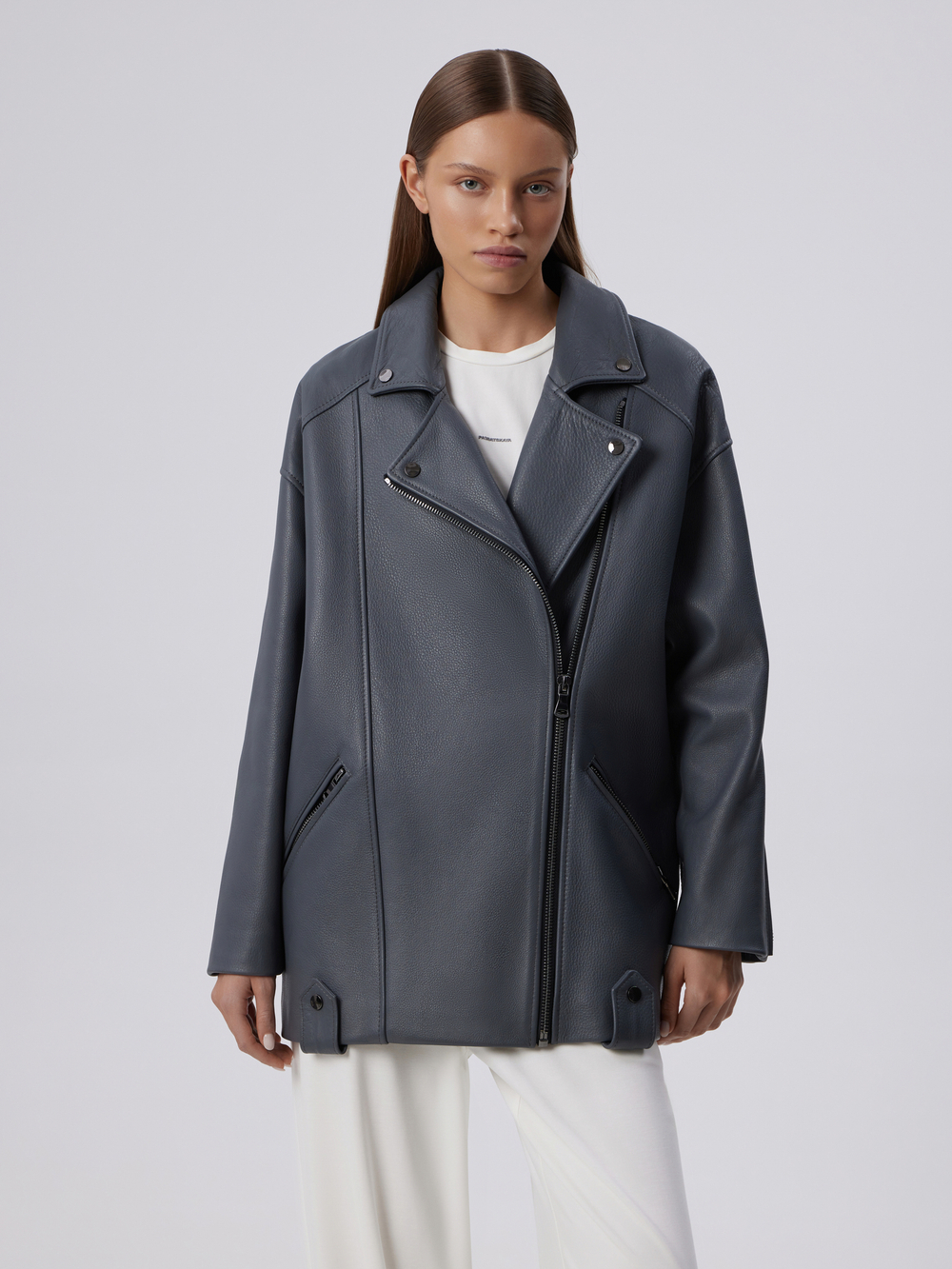 КУРТКА КОЖАНАЯ BIG OVERSIZE (GREY)