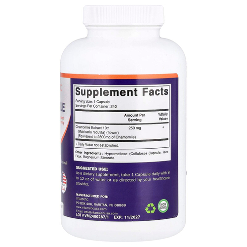 Vitamatic, ромашка, 2500 мг, 240 растительных капсул