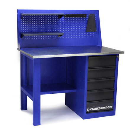 Стол для слесарных работ 1200 мм однотумбовый с 5-мя ящиками с экраном