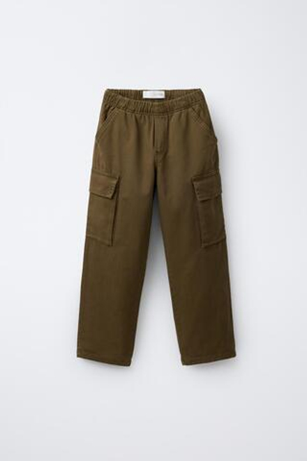 ZARA БРЮКИ КАРГО ИЗ ТВИЛА, КОРИЧНЕВЫЙ