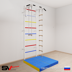 Шведская стенка Sv Sport 5184 (Турник стандарт/Лестница/Трапеция/Мат 1м)