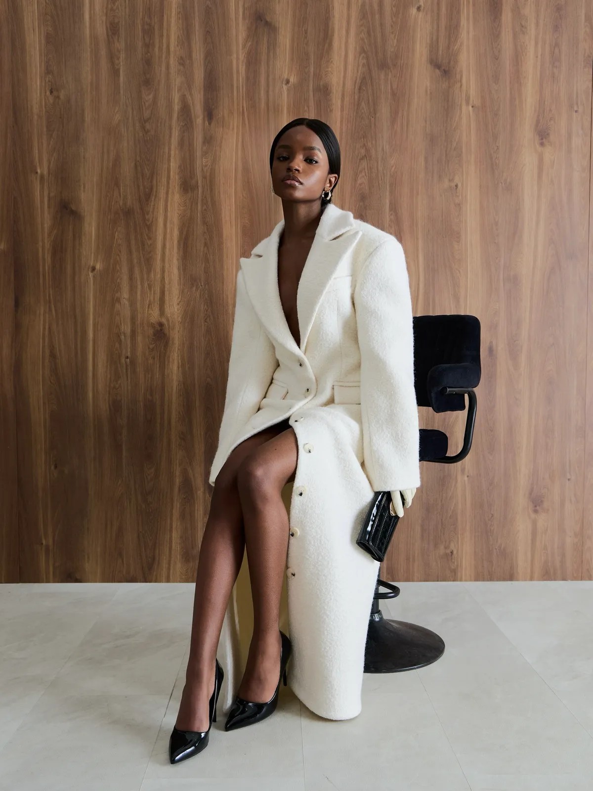 Пальто однобортное приталенное Ivory