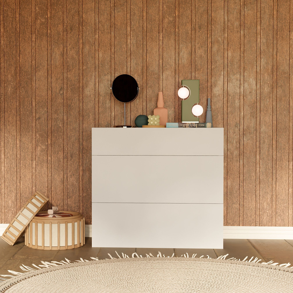 Комод Оланд без ручек белый 3 ящика для вещей и одежды с органайзерами для ящиков