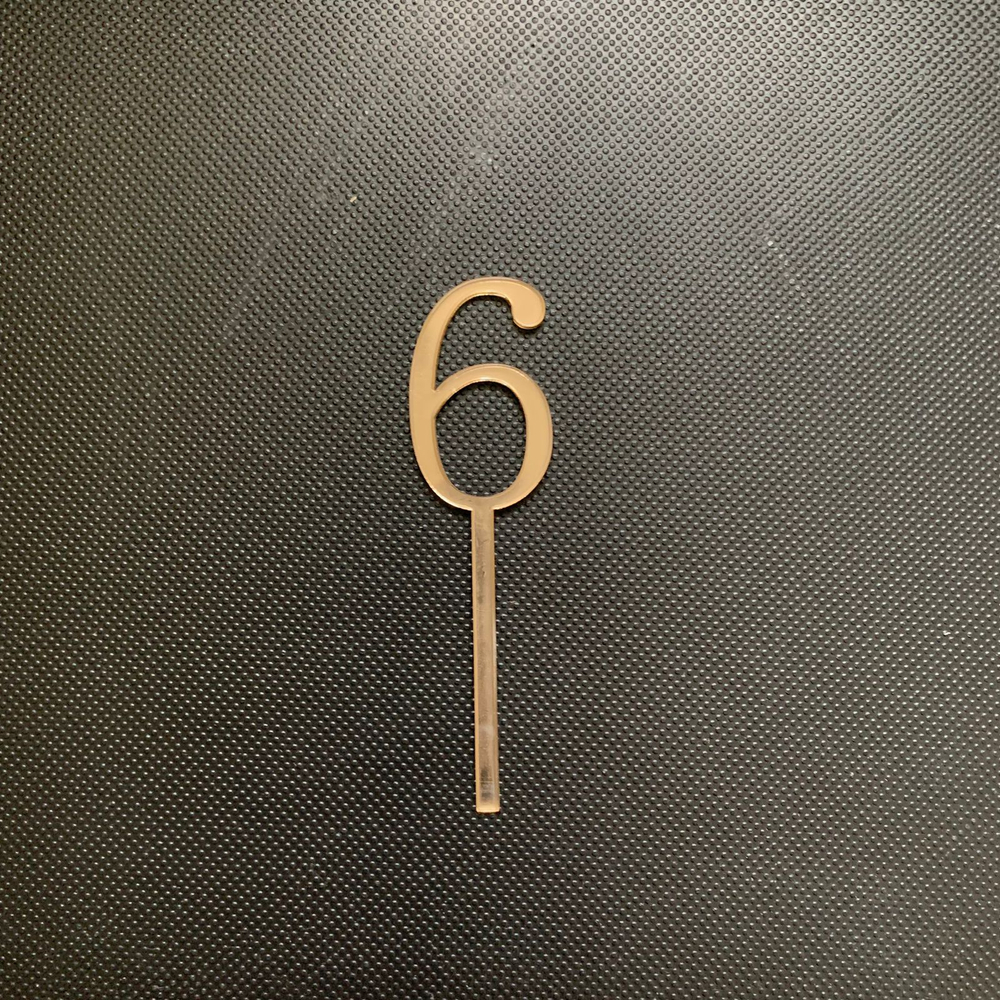 Топпер / Цифра мини "6" / акрил зеркальный золото