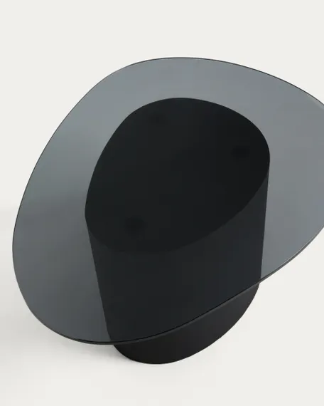 Приставной столик Olir из черной стали и закаленного стекла, 82 x 74 см