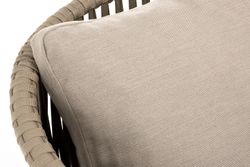 "Мальорка" кресло плетеное из роупа, основание дуб, роуп серо-коричневый 23мм, ткань бежевая 052