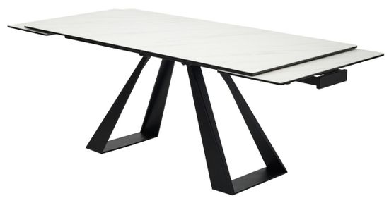 Стол FONDI 180 MARBLES KL-99 Белый мрамор матовый, итальянская керамика/ черный каркас