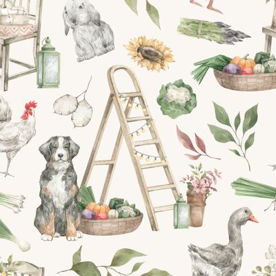 Осенний сезон, овощи, животные