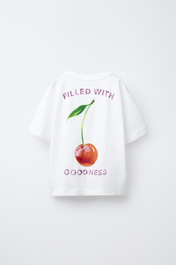ZARA ФУТБОЛКА С ПРИНТОМ «ФРУКТ», БЕЛЫЙ
