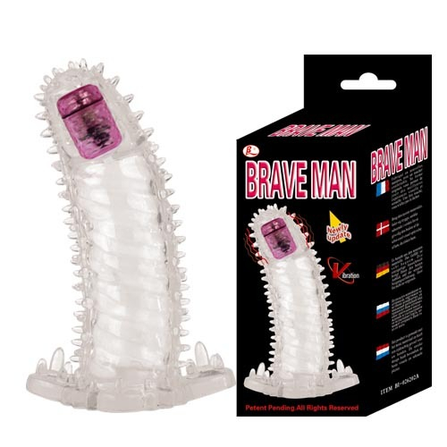 Прозрачная насадка-удлинитель с пупырышками, усиками и вибропулькой - 14 см.