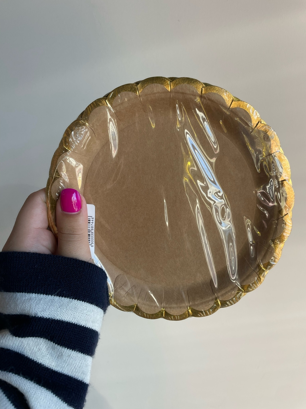 Тарелка бумажная, Крафт, с тиснением,18 см, 6 шт, 1 уп.