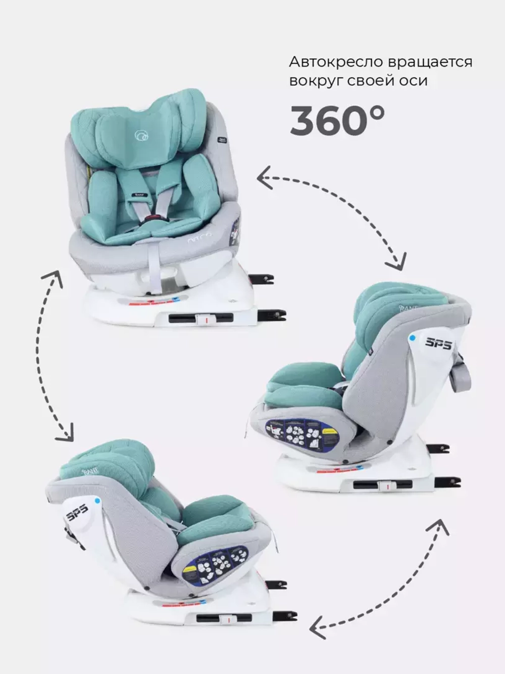 Автокресло RANT UB619 "NITRO" isofix Grey/Mint группа 0+-1-2-3  (0-36 кг)