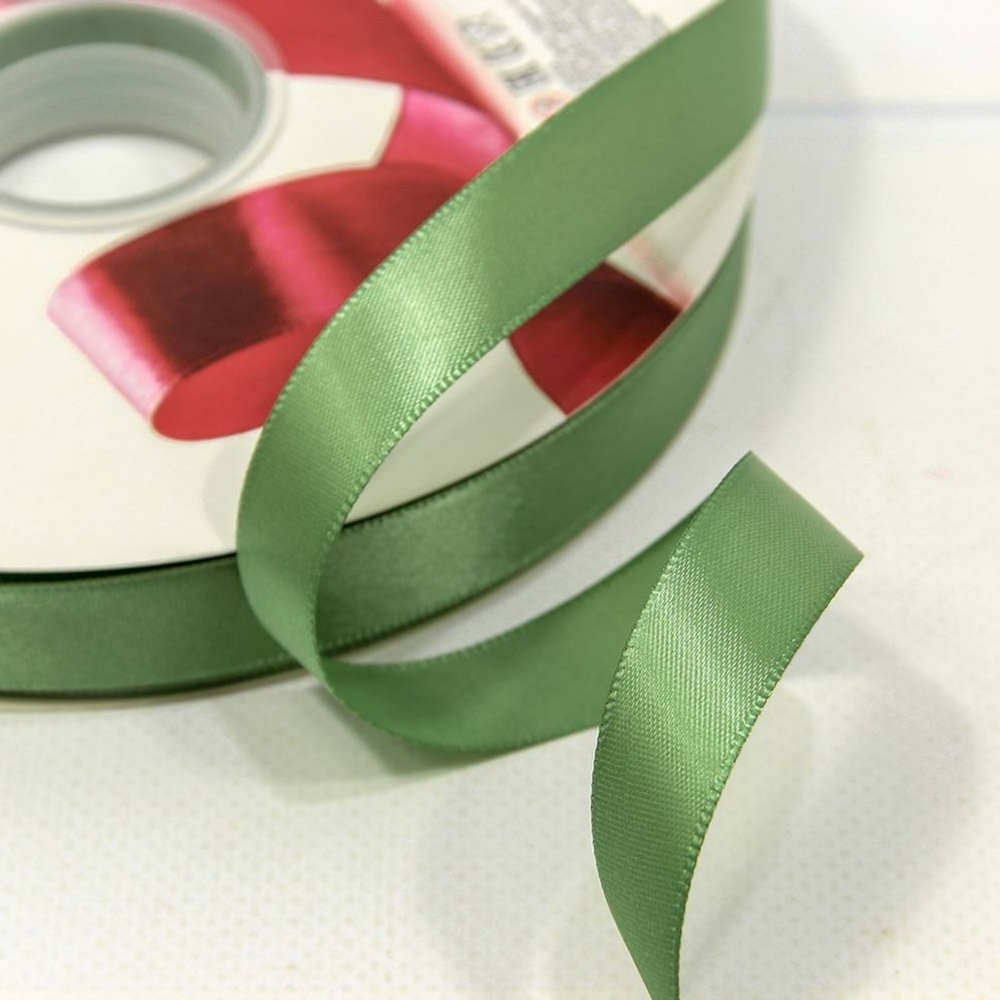 Лента Атласная 1,5см х 110м Полиэстер класс А (Зеленый)