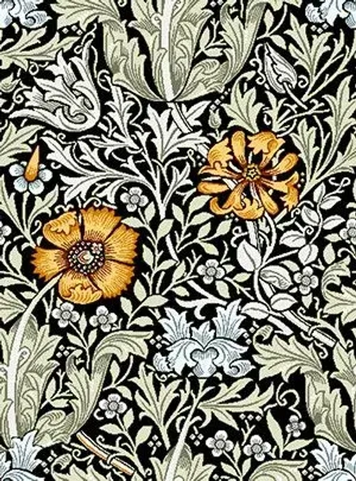 Гобеленовая ткань Мак чёрный фон 175 см