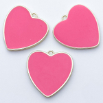 Подвеска Сердце, цвет золото+розовый яркий, размер 21*20 мм, цена за 1 шт
