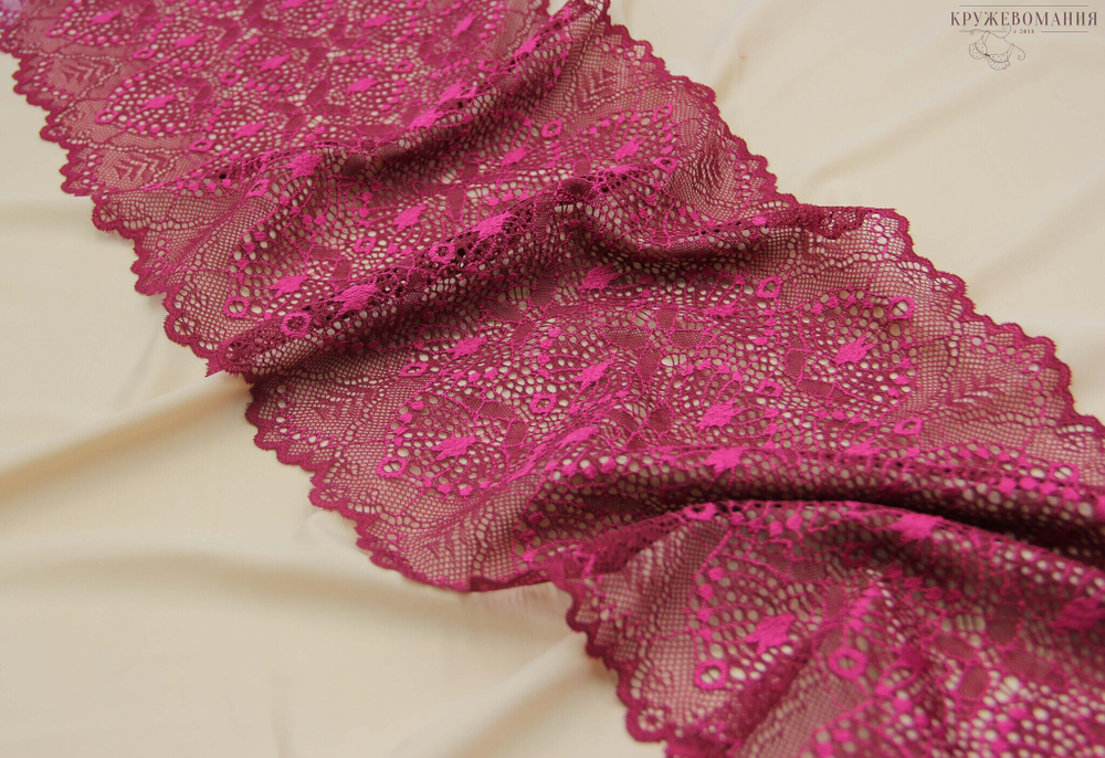 Эластичное кружево, ОПТ, 22 см, бордо, (Арт: EK-1060), м