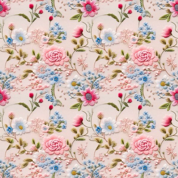 ПРЕДЗАКАЗ, ИМИТАЦИЯ ЦВЕТОЧНОЙ ВЫШИВКИ #10,  100% хлопок Handmade Fabrics 1