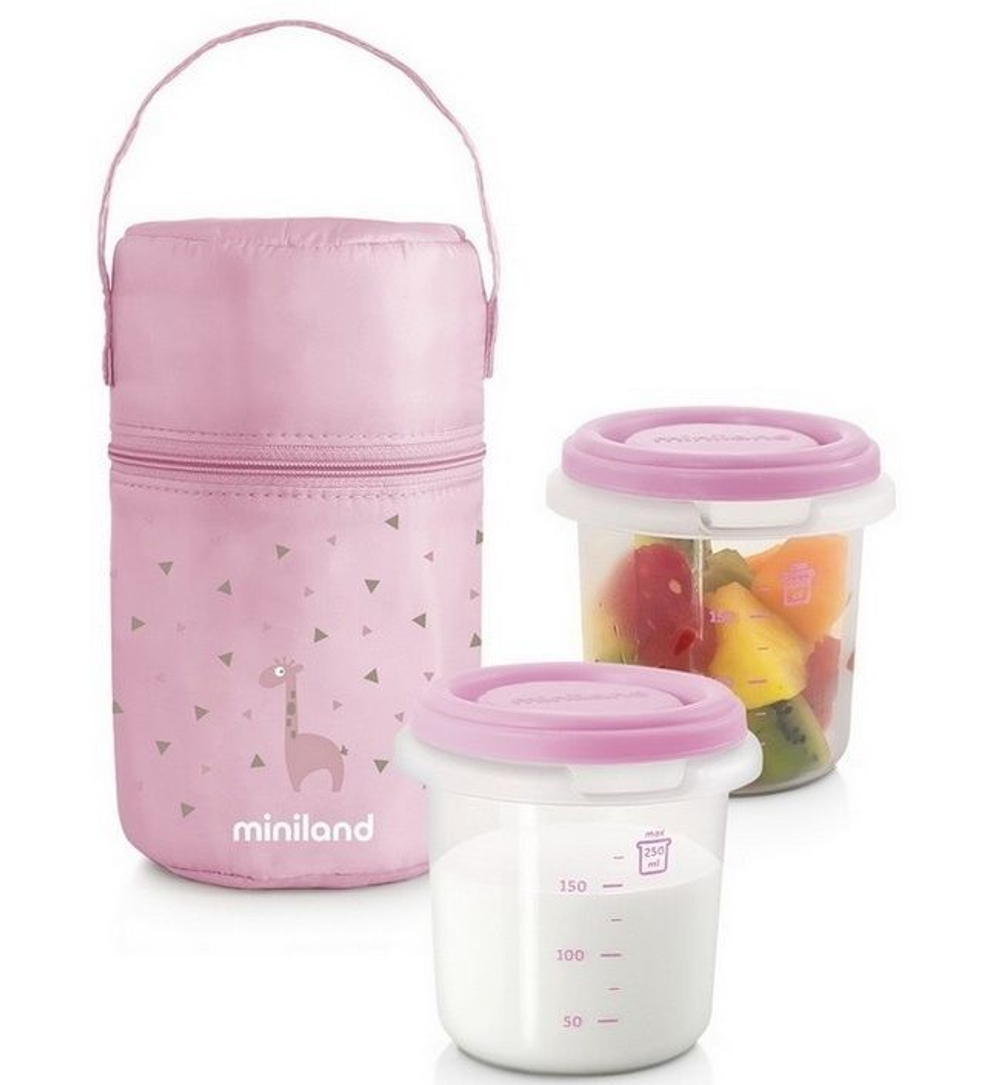 Miniland Термосумка Pack-2-Go HermiSized с двумя вакуумными контейнерами, розовая