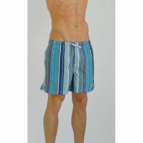 Мужские шорты плавательные голубые в полоску Calvin Klein Swimming Edition Aqua