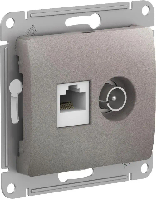 GLOSSA РОЗЕТКА двойная ТВ + компьютерная RJ45 кат. 5e, механизм, ПЛАТИНА
