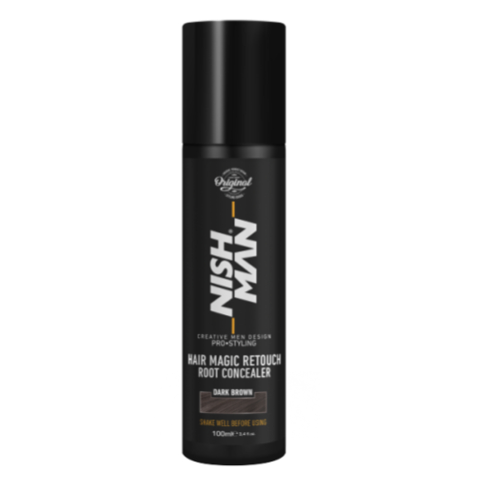 Nishman Hair Magic Retouch Root Concealer "Dark Brown" - Спрей для маскировки седины ТЕМНО-КОРИЧНЕВЫЙ 100 мл