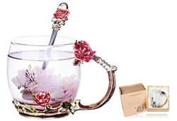 261003 Чашка LUXURY "Красная роза" h=8,5см, d=8см, 320мл, стекло