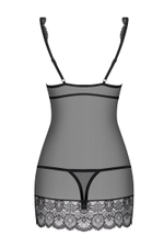 Полупрозрачная облегающая сорочка с лифом на косточках (Размер: L-XL) (Цвет: черный)