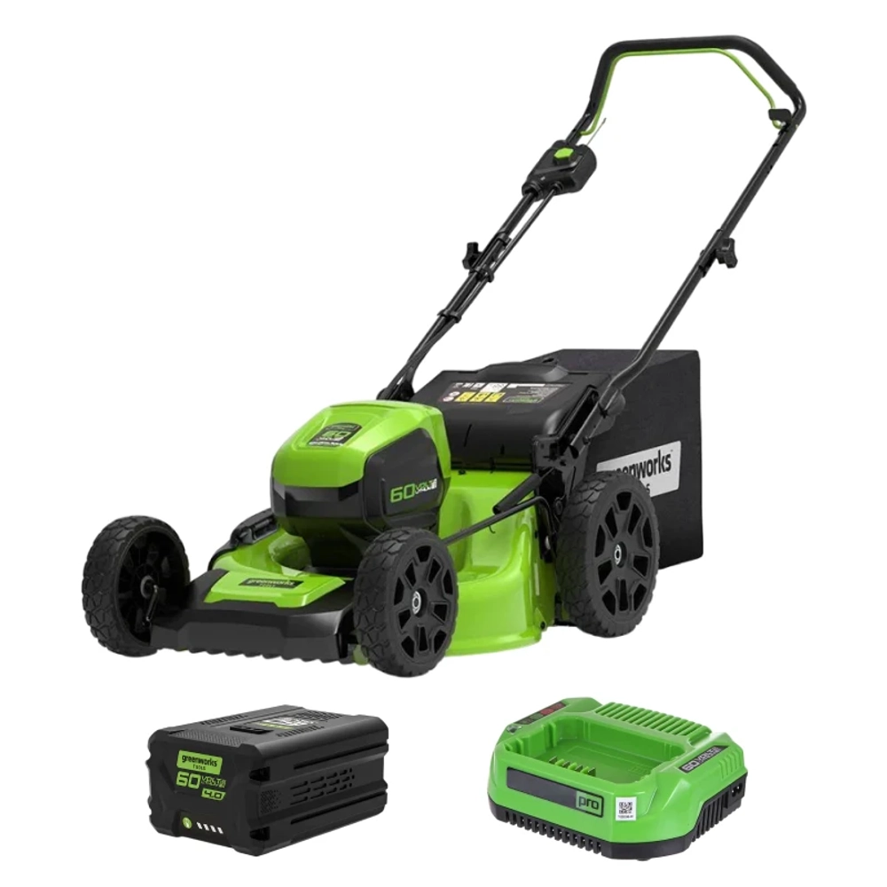 Аккумуляторная газонокосилка Greenworks GD60LM46SPK5 60В (1 x 5 Ач, ЗУ) нож 46 см, 2502907UG