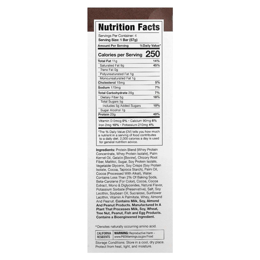 MusclePharm, Протеиновый батончик Combat Ready ™, шоколадный торт, 4 батончика, 57 г (2,01 унции)