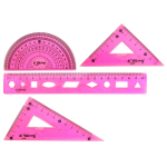 Набор чертежный Yalong, 20 см, пластиковый, 4 предмета, гибкий, цвета ассорти, пакет-пенал ПВХ с европодвесом