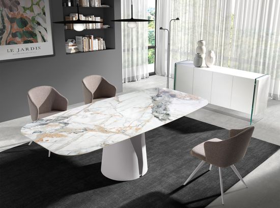 Обеденный стол 1135/DT957 из керамики в мраморной отделке Oval Barrel Испания