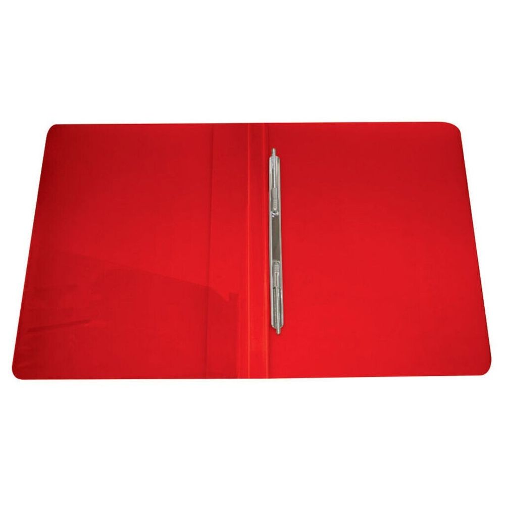 Папка с пружинным cкоросшивателем Бюрократ, 700мкм, внутренний карман, корешок с карманом, красная