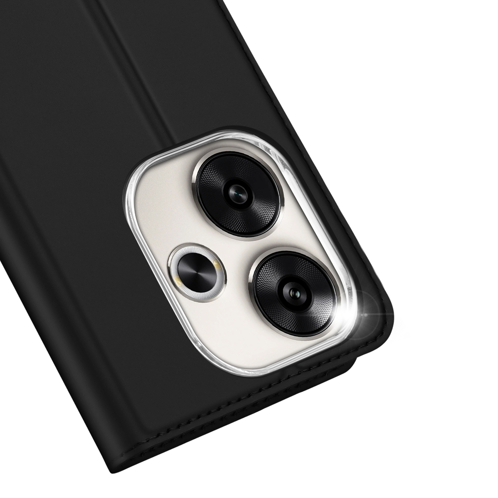 Чехол книжка из PU кожи черного цвета от Dux Ducis для смартфона Xiaomi Redmi Turbo 3 и Poco F6, серия Skin Pro Series Case