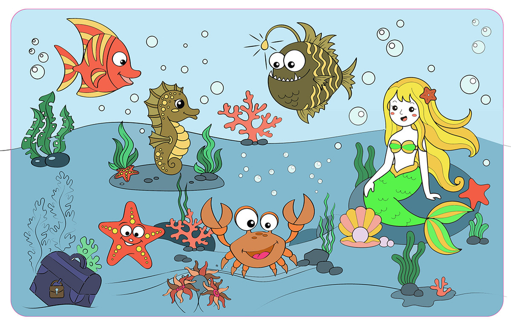 Многоразовый коврик-раскраска Водный мир