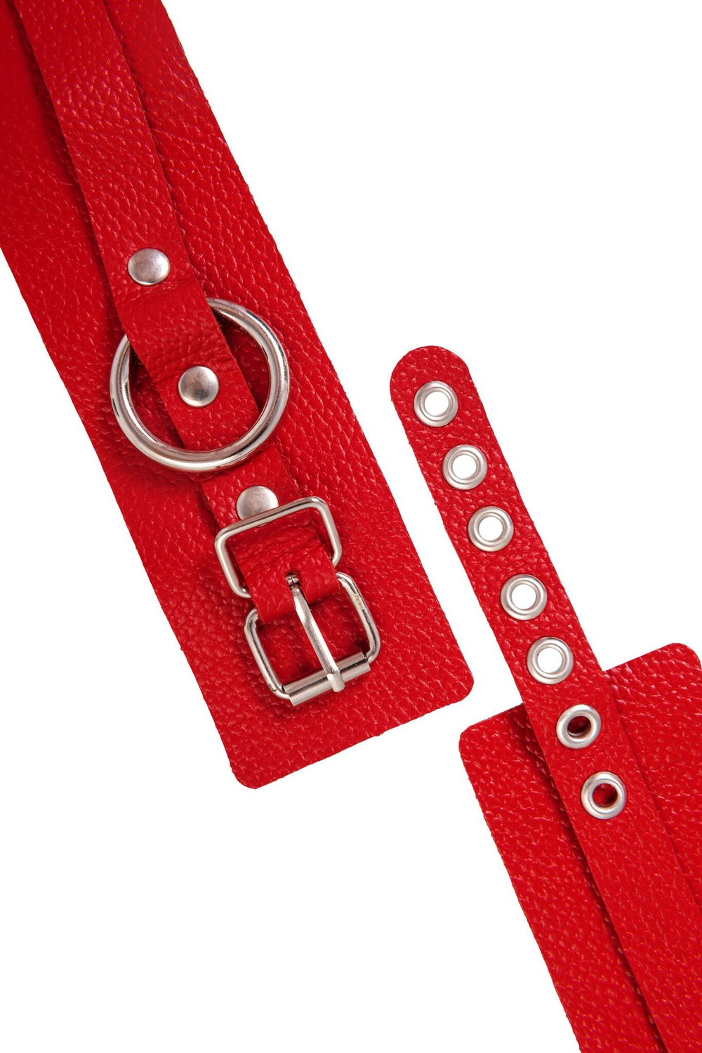 Красные мягкие кожаные оковы с люверсами