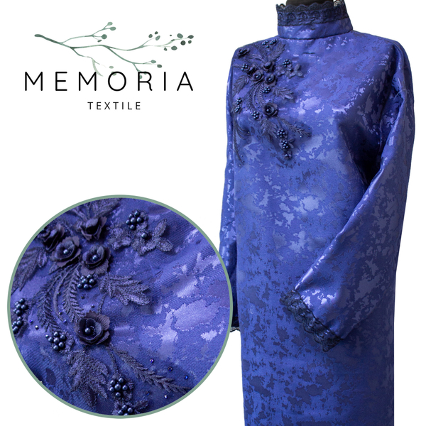 Платье ритуальное "Сакура Премиум" синее (укороченный рукав)