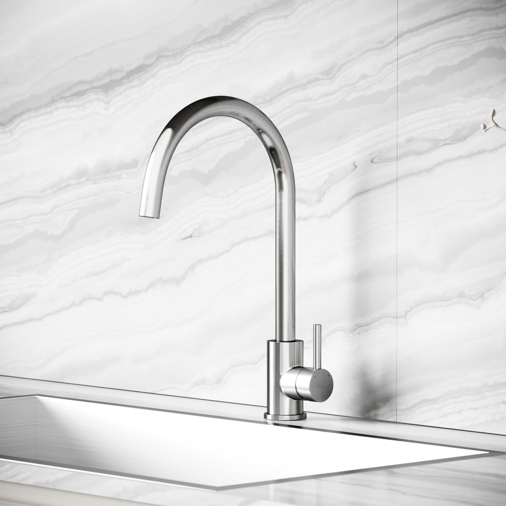 Смеситель для кухни из нержавеющей стали Sancos Stainless, с поворотным R изливом, SC12001SS